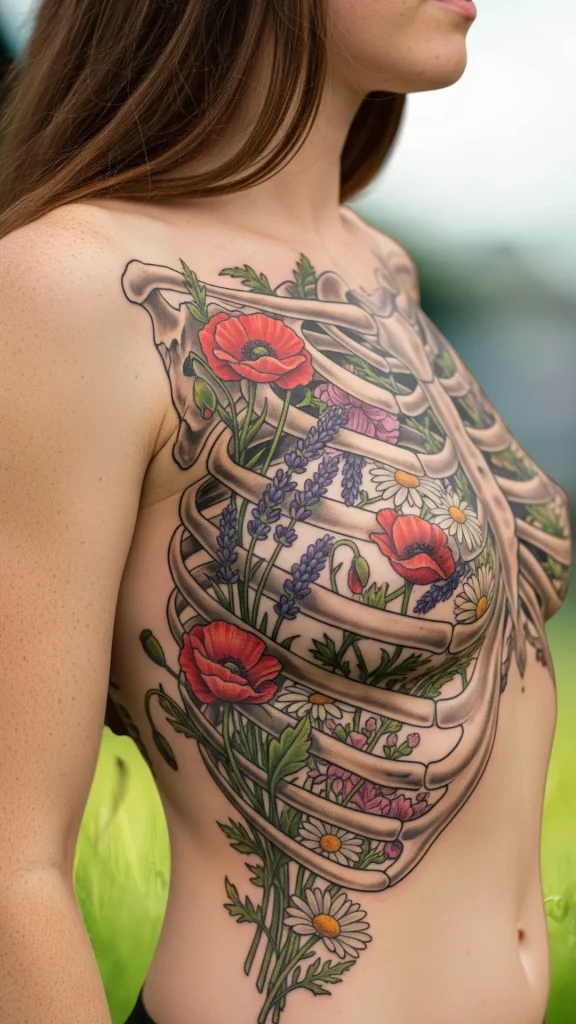 Wildflower Ribcage Tattoo