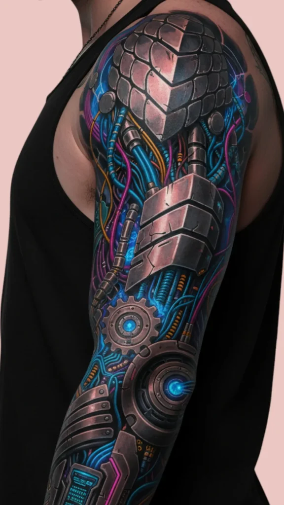 Cybernetic Warrior Sleeve Tattoo