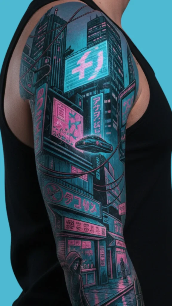 Cyberpunk Street Arm Tattoo
