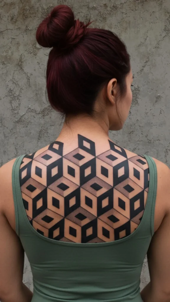 Geometric Cube Patterns Tattoo