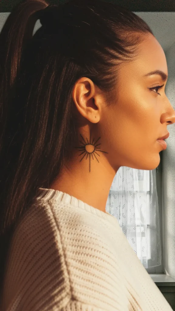 Half Sun Line Art Tattoo