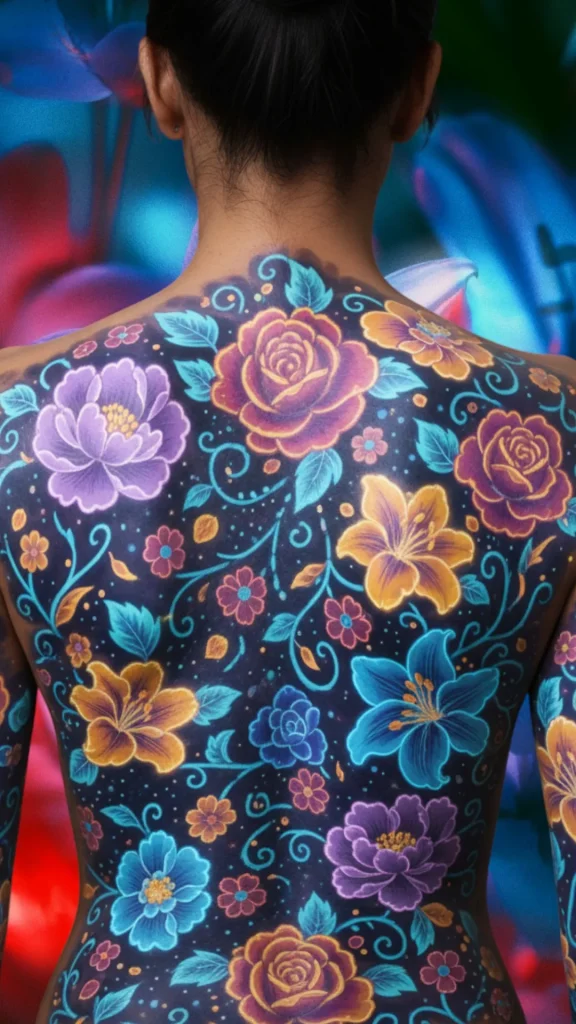 Luminous Floral Patterns Tattoo
