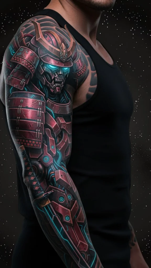 Mecha Samurai Sleeve Tattoo