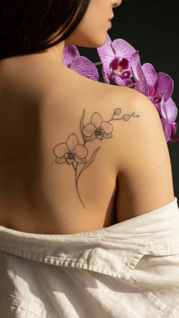 Minimalist Orchid Tattoo