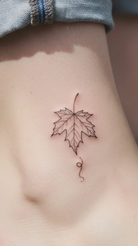 Single Falling Leaf Tattoo