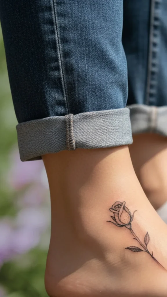 Single Rose Bud Tattoo