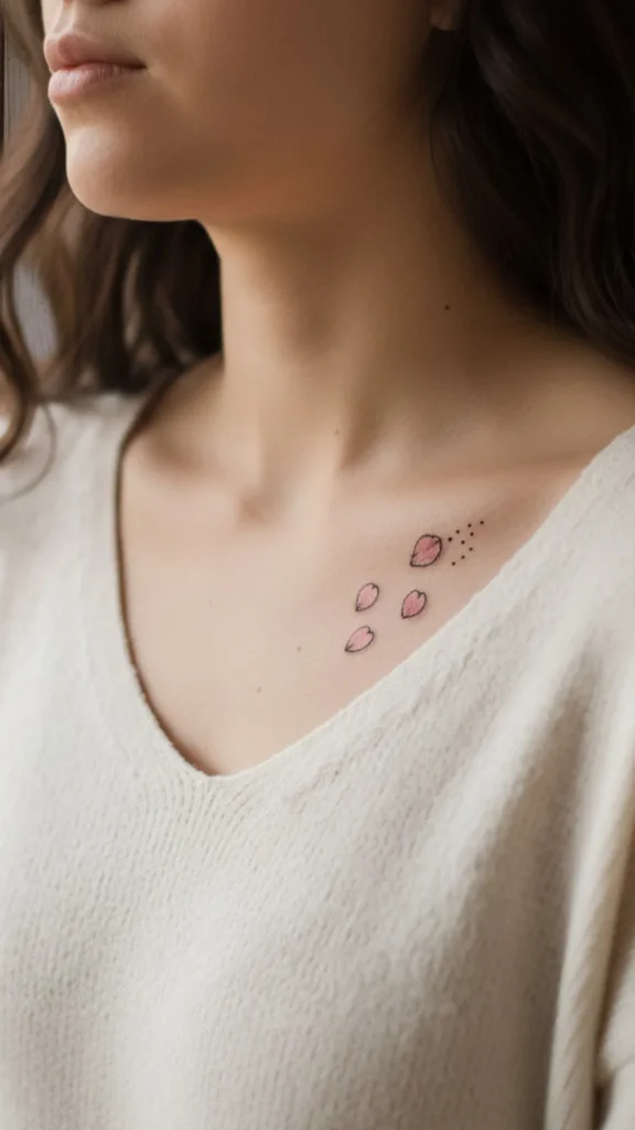 Tiny Cherry Blossom Petals Tattoo