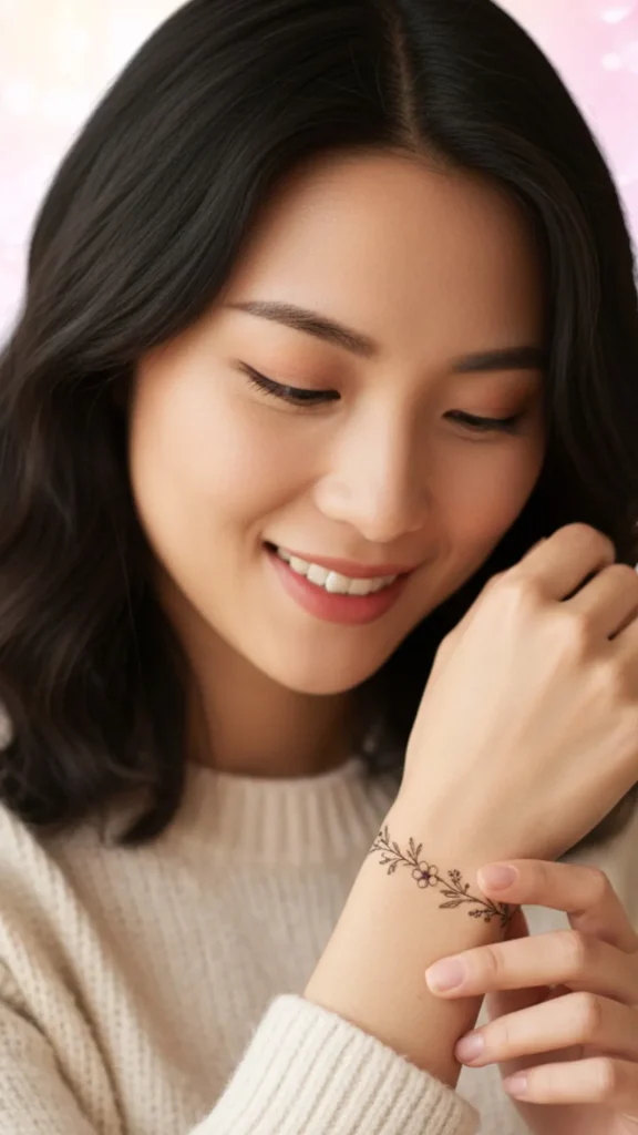 Tiny Floral Ring Tattoo