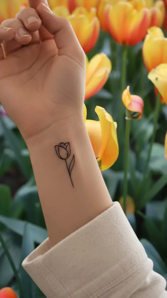 Tiny Tulip Tattoo