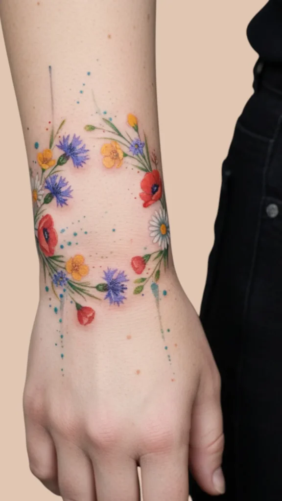Wildflower Wrist Band Tattoo